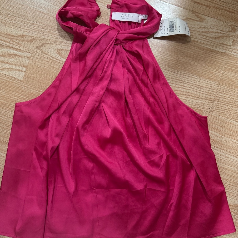 ASTR Vibrant Pink Halter Blouse